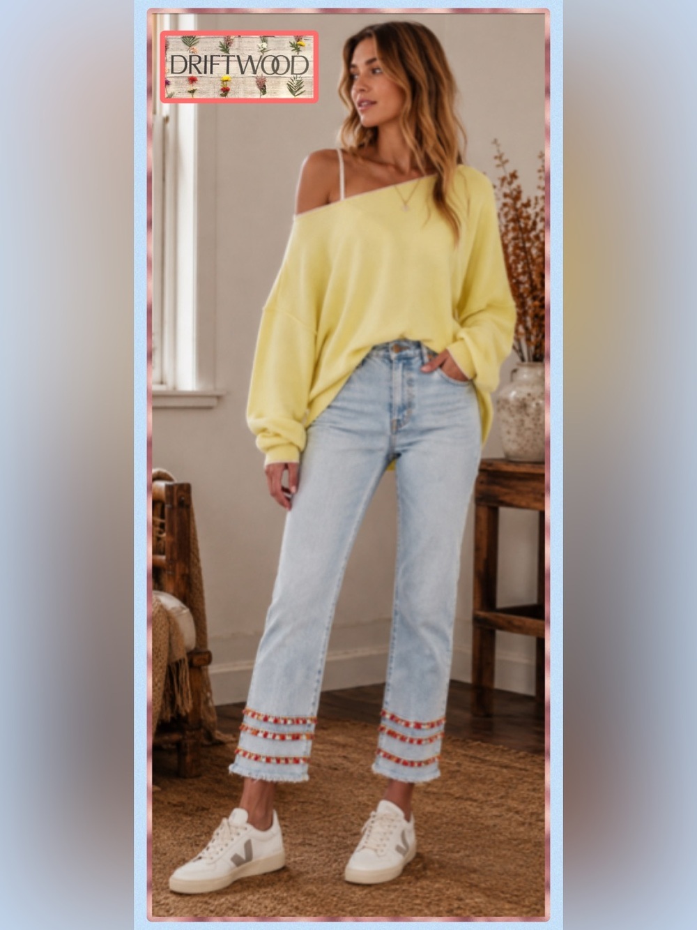 NWT Driftwood Anthro Colette Embroidered Cropped Straight Jeans 25 Light Wash